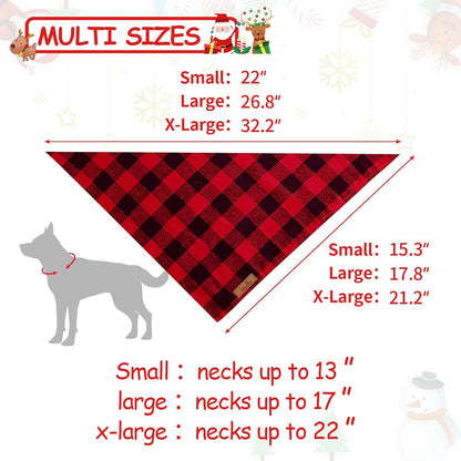 2 Pack Dog Christmas Bandanas, Classic Buffalo Red Plaid Pet Bandana Scarf Triangle Bibs Kerchief Pet Costume Outfit Accessories for Small Medium Large and Extra Large Dogs Cats Pets (Small)